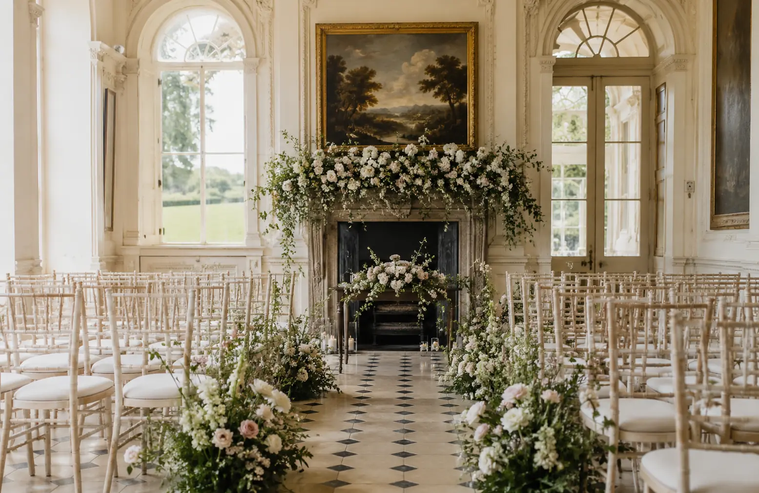 Beautifully decorated wedding venue